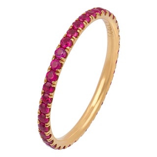 Lugano Ruby 18k Yellow Gold Eternity Band, Size 8.25 For Sale