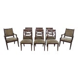 Set of 8 Henkel Harris Model 106 Mahogany & Brass Dining Chairs For Sale
