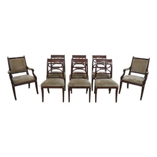Set of 8 Henkel Harris Model 106 Mahogany & Brass Dining Chairs For Sale