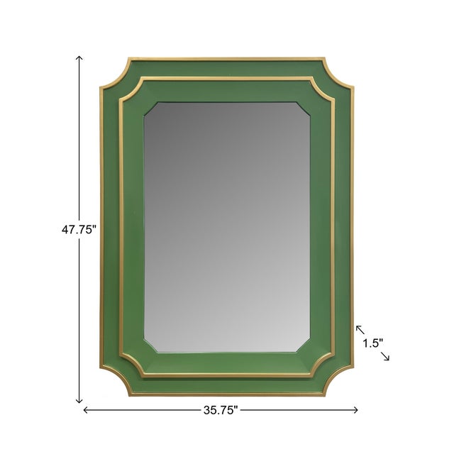 Art Deco Ethan Scalloped Mirror Green For Sale - Image 3 of 11