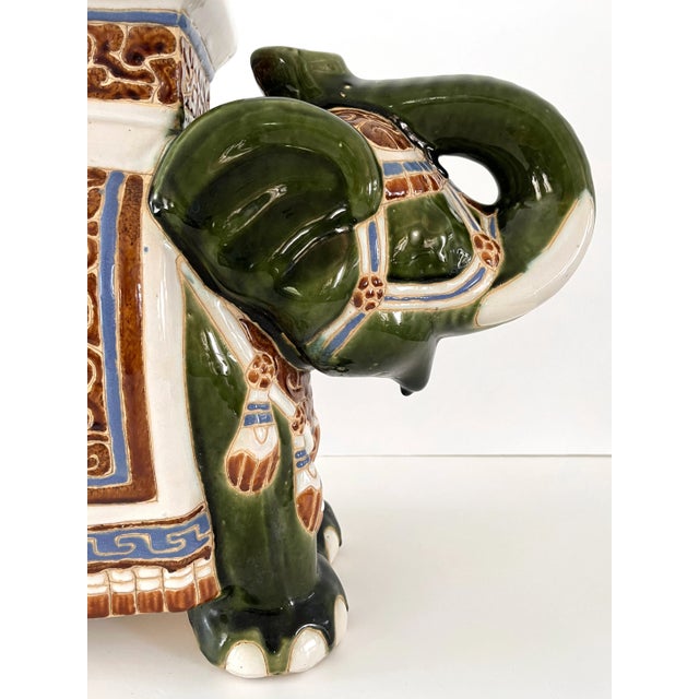 Mid Century Ceramic Elephant Garden Stool or Plant Stand For Sale In Houston - Image 6 of 12