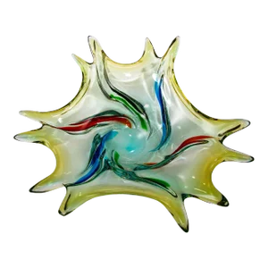 Vintage Italian Murano Art Glass Fruit Bowl Sculptural Centerpiece 1960s