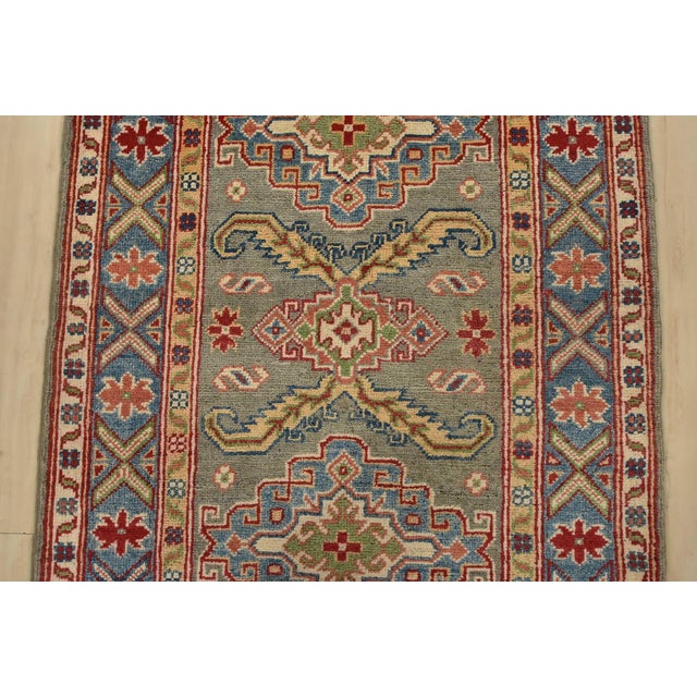 2020s Kazak Runner 2’8” X 10′ Gray Wool Tribal Hand-Knotted Oriental Rug For Sale - Image 5 of 13