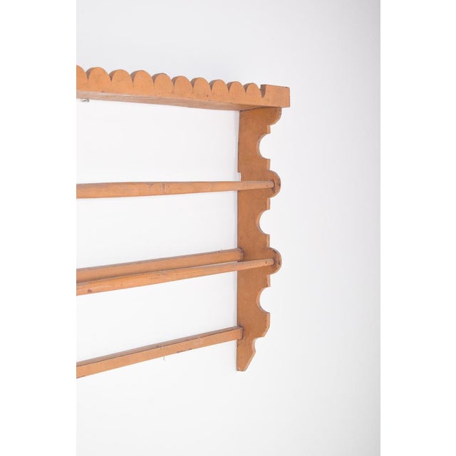 Rustic Portuguese Yellow Wooden Plate Rack, 1950 For Sale - Image 4 of 8