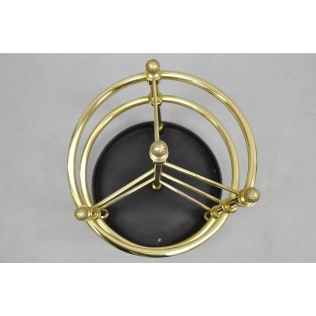 Late 20th Century Late 20th Century Sarreid Ltd Victorian Style Polished Brass & Cast Iron Spiral Umbrella Stand For Sale - Image 5 of 10