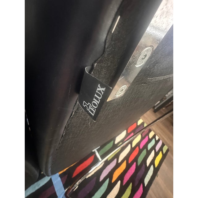 Pair of Vintage Leolux "Dino" Postmodern Leather Lounge Chairs - Sled Base For Sale In San Francisco - Image 6 of 10