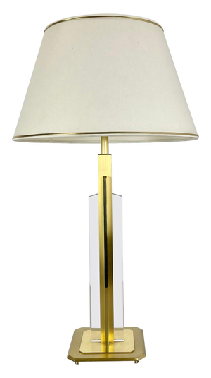 Hollywood Regency Brass and Acrylic Table Light, Italy, 1970s