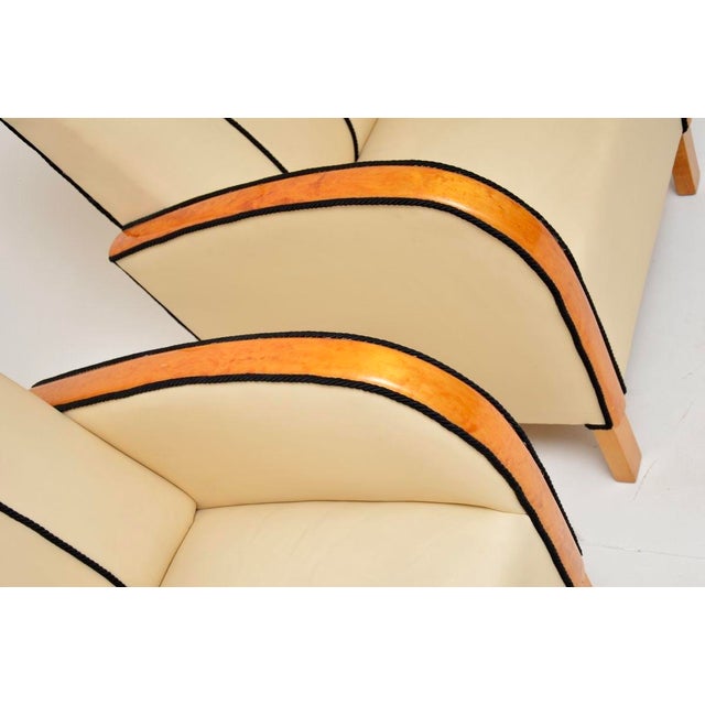 Art Deco Swedish Leather and Satin Birch Armchairs, 1930s, Set of 2 For Sale - Image 11 of 13