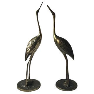 Brass Crane Figures - A Pair For Sale