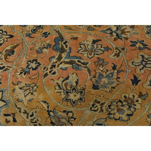 Orange Najafabad Rug 8’10” X 11’4” Orange Wool Vintage Distressed Hand-Knotted Carpet For Sale - Image 8 of 15