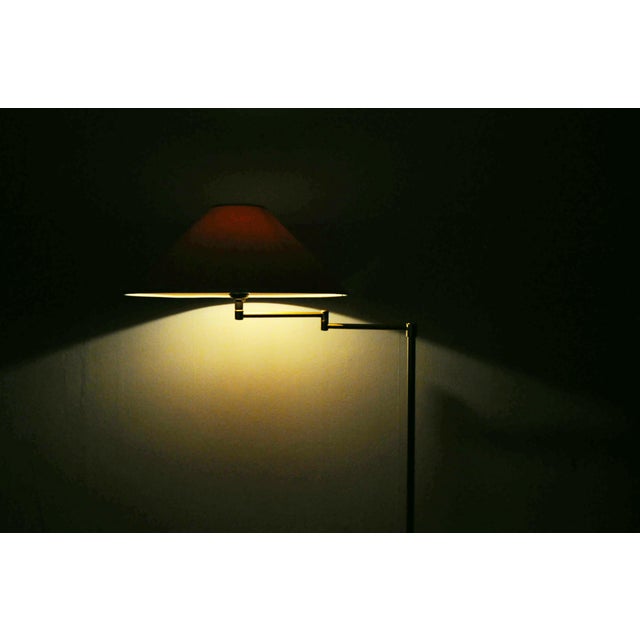 Gold Swedish Adjustable Floor Lamp in Brass Plated Metal from Cottex, 1970s For Sale - Image 8 of 12