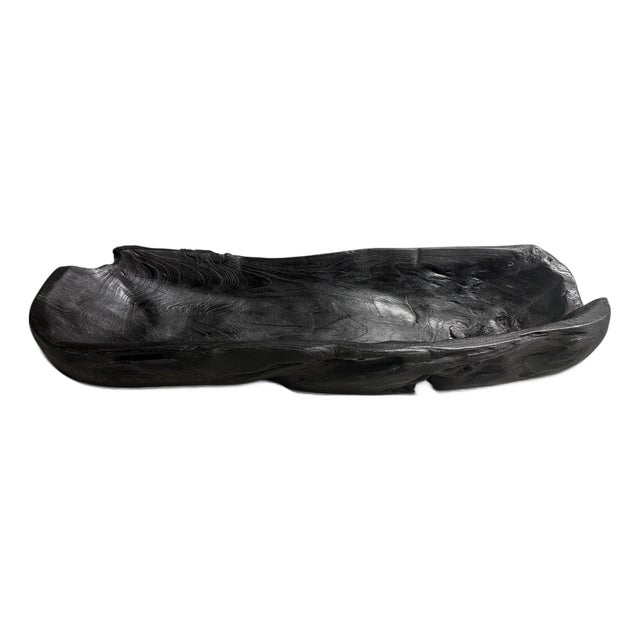 Andrianna Shamaris Sculptural Charred Teak Wood Vessel For Sale