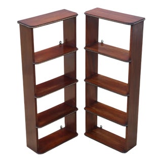 Antique Mahogany Wall Bookcases, 1900s, Set of 2 For Sale