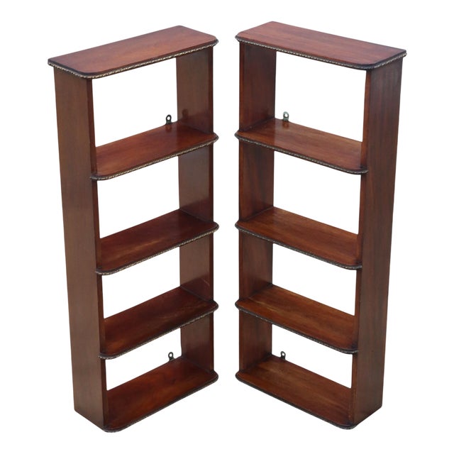 Antique Mahogany Wall Bookcases, 1900s, Set of 2 For Sale