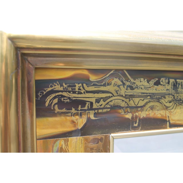 Brown 1970's Traditional Exotic Carved Wood Mastercraft Wall Mirror For Sale - Image 8 of 11