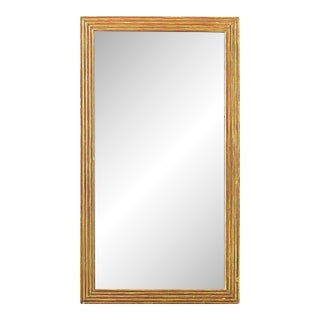 French 19th Century Louis XVI Style Reeded Gilt Mirror with Double Plates For Sale