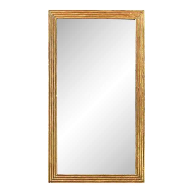 French 19th Century Louis XVI Style Reeded Gilt Mirror with Double Plates For Sale