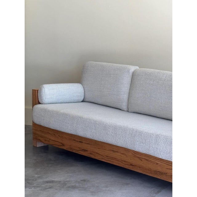 1950s Sculptural Oak Sofa With Boucle Upholstery by Howard Furniture 1950s For Sale - Image 5 of 10