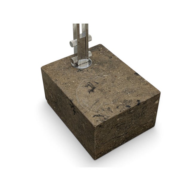 Metal Vintage Floor Lamp with Marble and Chromed Steel Base, 1970s For Sale - Image 7 of 12