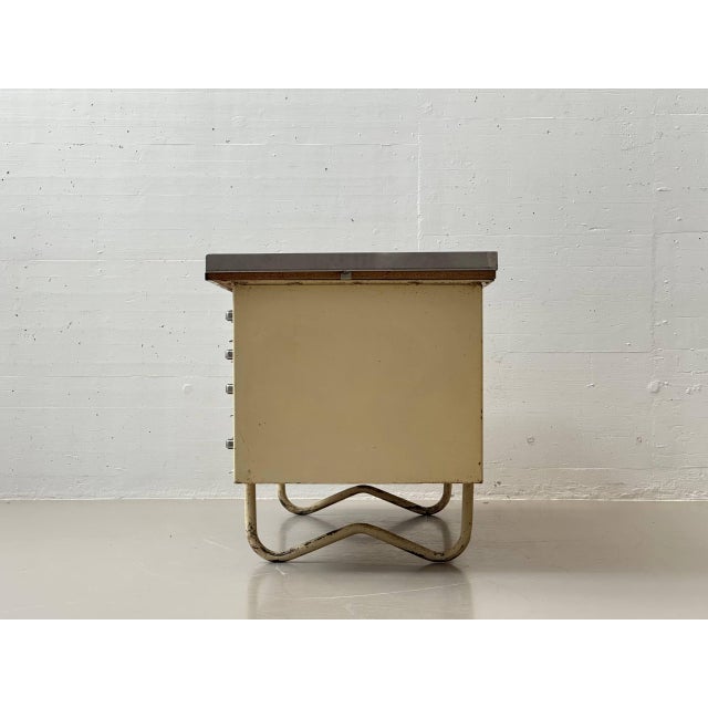 Cream Industrial Sideboard with Stainless Steel Top, 1950s For Sale - Image 8 of 16