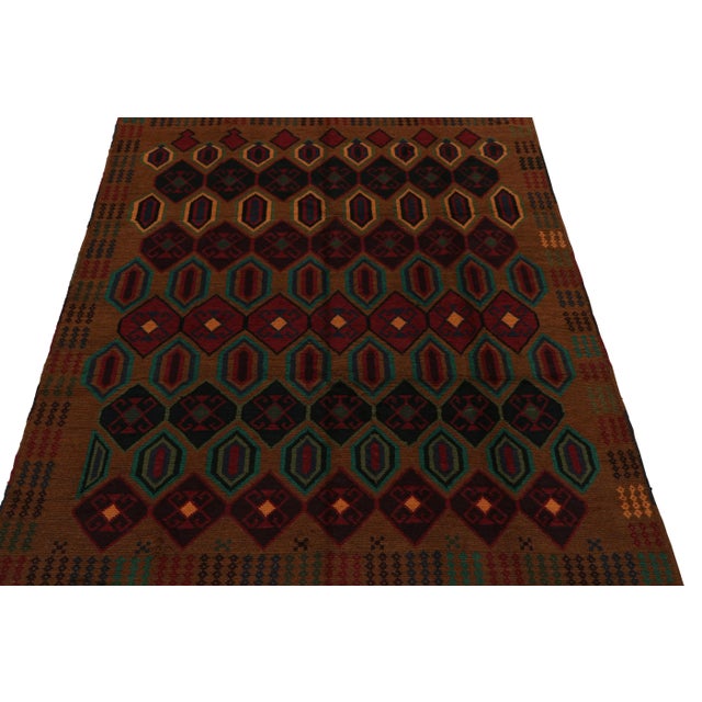 2010s Rug & Kilim’s Baluch Tribal Rug in Rust Tones With Colorful Hexagon Patterns For Sale - Image 5 of 7