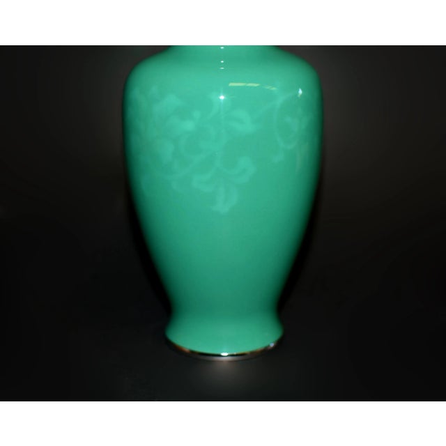 Japanese Signed Ando Jubei Green Baluster Cloisonne Vase 7.5" For Sale - Image 3 of 12