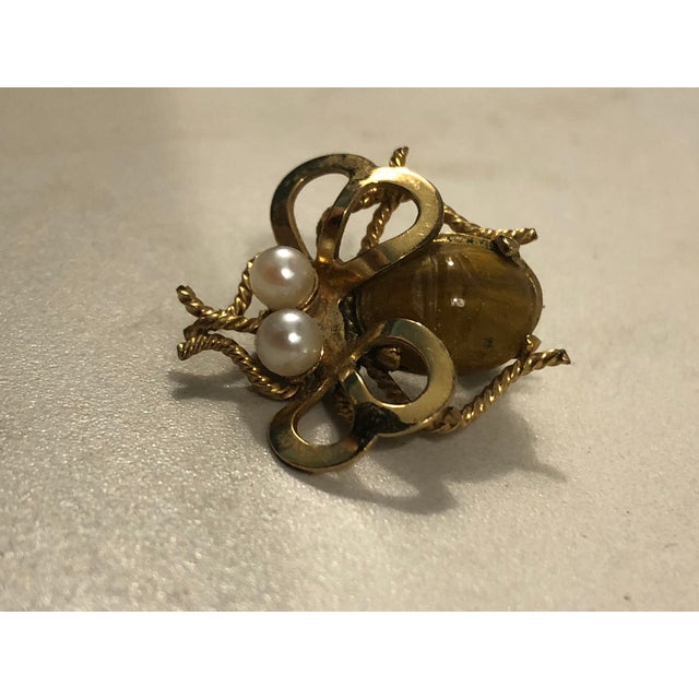 1940s 12k Scarab Beetle Bug Brooch by Winard For Sale - Image 4 of 6