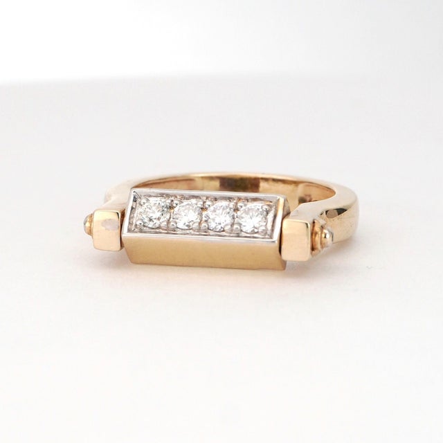 Metal Twistable 14k Yellow Gold Diamond Multi Sapphire Ring 0.27 Carats Size 6.75 For Sale - Image 7 of 18