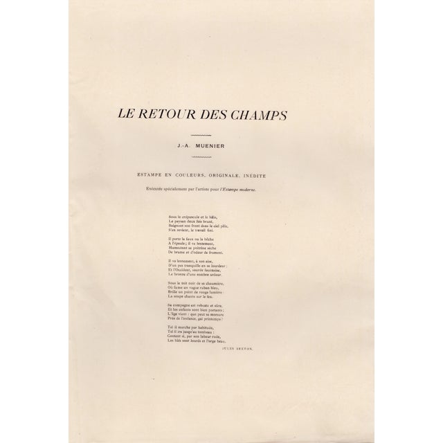 J. A. Muenier, Le Retour des Champs, 1898, Lithograph For Sale - Image 7 of 9