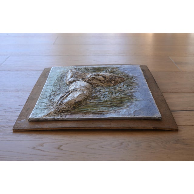 Vintage Painted Embossed Aluminum Lion Art Wallhanging For Sale - Image 9 of 11