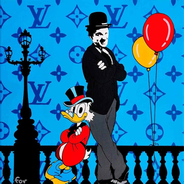 Contemporary FOV, Chaplin and a Friend, 2022, Acrylic Painting on Canvas For Sale - Image 3 of 3