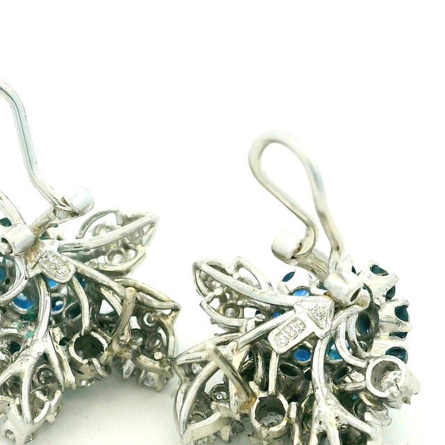 1970s Pair of Frantz Hingelberg Danish 14k Gold Sapphire and Diamond Floral Earrings For Sale - Image 14 of 16