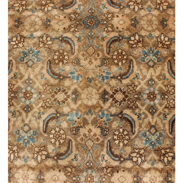 Mid 20th Century Mid-Century Persian Hamedan Runner With All-Over Herati Design in Brown & Blue For Sale - Image 10 of 12