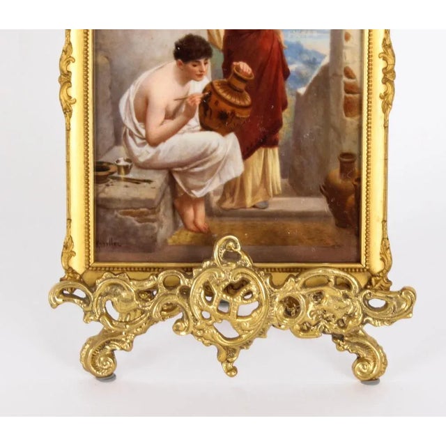 Antique Kunst Bringt Gunst Plaque on Stand from Berlin KPM, 19th Century For Sale - Image 3 of 18