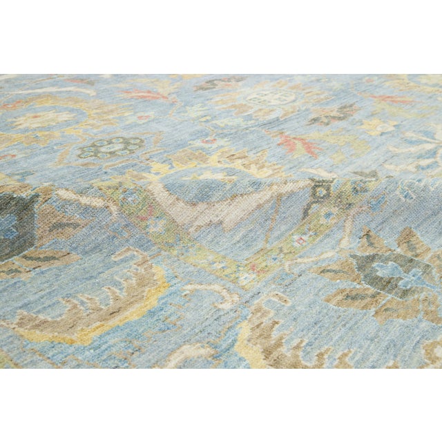 Apadana's Contemporary Sultanabad Floral Wool Rug in Light Blue For Sale - Image 10 of 11