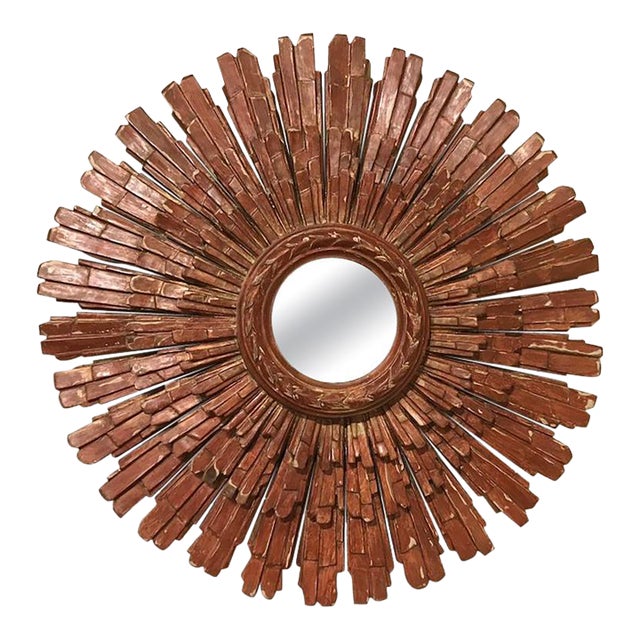 Mid Century Italian Red Starburst Mirror by Palladio For Sale
