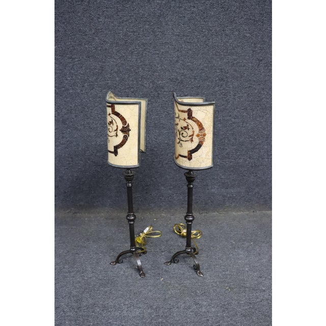 Pair of Brass & Bronze Finish Table Lamps With Coconut Shell Shades For Sale - Image 9 of 12