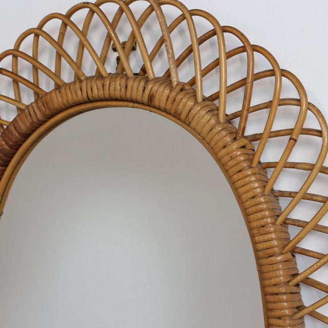 Vintage Italian Rattan Wall Mirror, 1960s For Sale - Image 10 of 14
