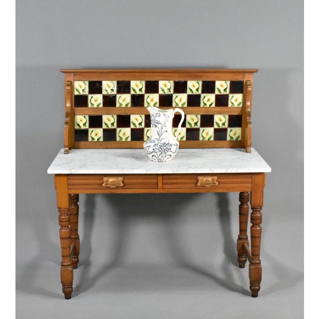 Edwardian Washstand in Marble and Birch, 1890s For Sale - Image 15 of 18