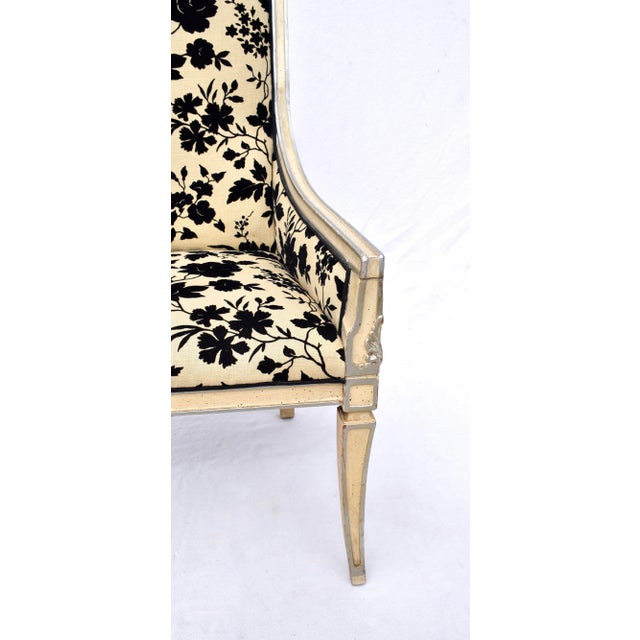 Mid-20th C. French Directoire Style Velvet & Silver Leaf Armchairs For Sale - Image 10 of 11