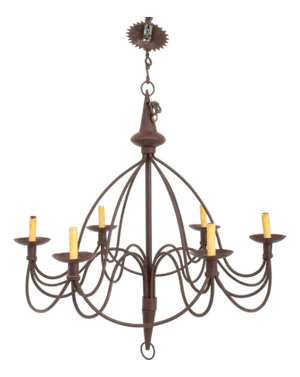 American Wrought Iron Six-Light Chandelier