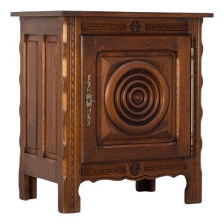 Small Vintage French Buffet in Carved Oak, 1960 For Sale