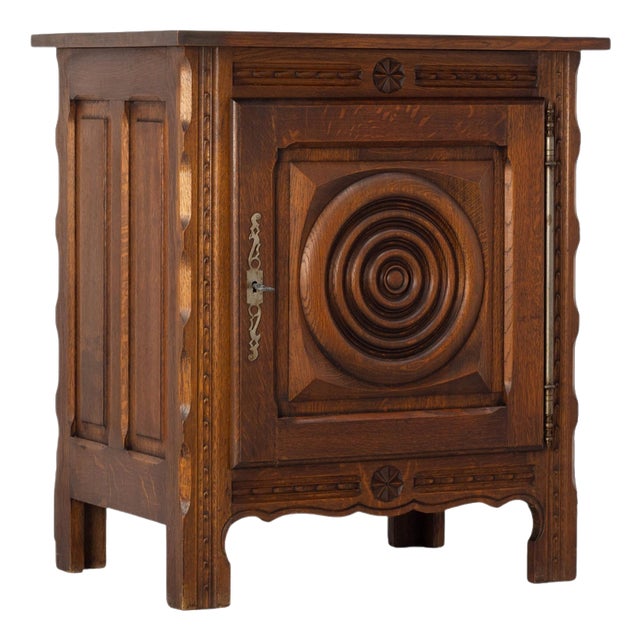 Small Vintage French Buffet in Carved Oak, 1960 For Sale