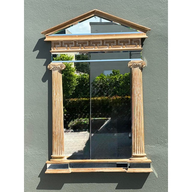 Neoclassical Vintage LaBarge Greek Key Pediment Mirror For Sale - Image 3 of 12