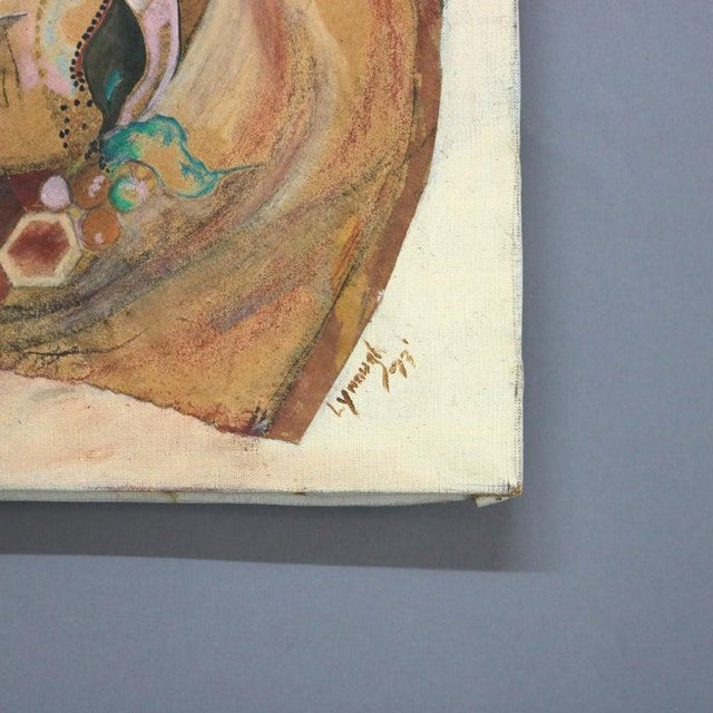 Mid Century Modern Abstract Impressionist Multimédia Painting on Canvas C1968 For Sale - Image 9 of 13