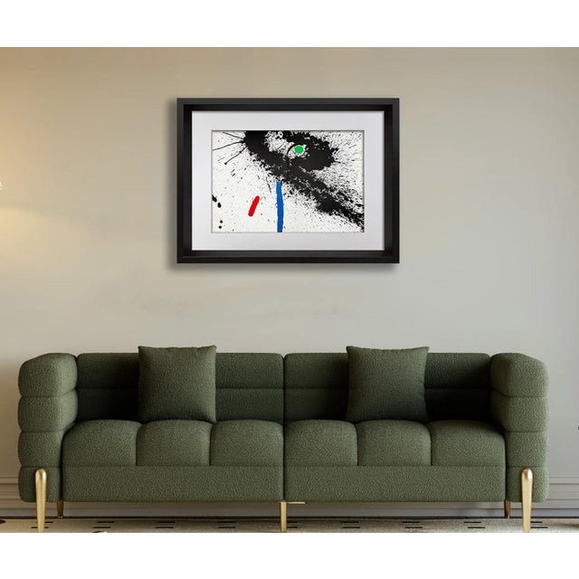 Joan Miró Joan Miro Framed Original Lithograph 71/100 | Dynamic Abstract Composition (1975) For Sale - Image 4 of 4