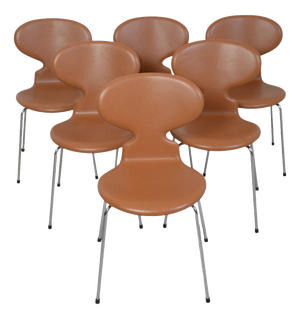 Ant Chairs in Cognac Leather by Arne Jacobsen, 1990s, Set of 6