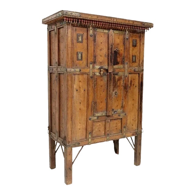 19th Century India Carved Folk Art Kitchen Cupboard For Sale