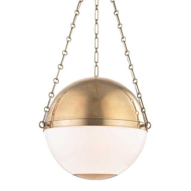Transitional Hudson Valley Lighting Mark D. Sikes Sphere No.2 3-Light Large Pendant, Aged Brass For Sale - Image 3 of 3