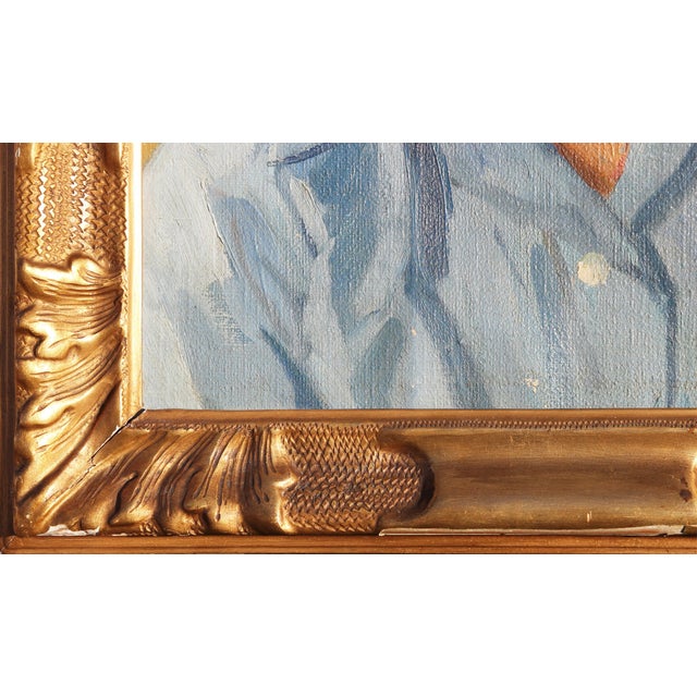 Hans Christian Barenholdt Figurative Yellow and Blue-Toned Realistic Impressionist Portrait of a Boy, 1940s For Sale - Image 9 of 10